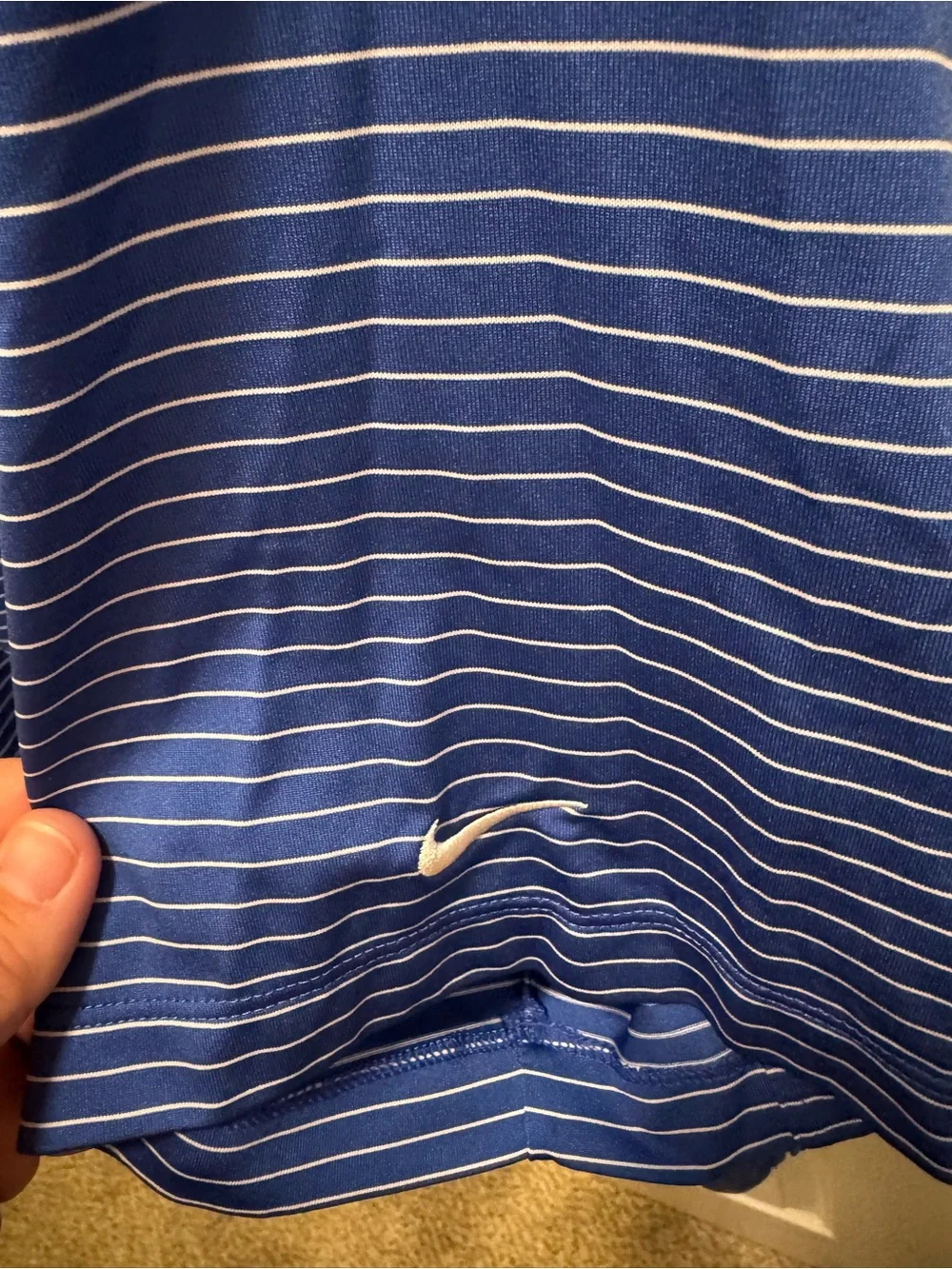 Nike Blue White Striped Polo